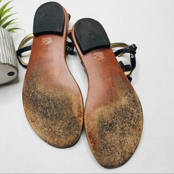 Coach Sierra Black Flower T-strap Sandals - Picture 5 of 7